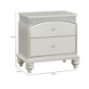 14022026699109cfcb39c.jpeg Modern Style 2 Drawer Wooden Nightstand with Rhinestone Inlays, Silver