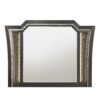 Contemporary Style Wooden Decorative Mirror with LED Lights, Gray