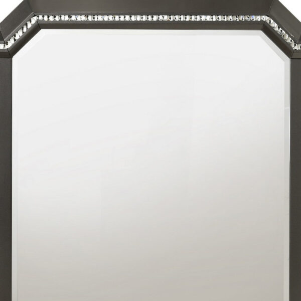 Contemporary Style Wooden Decorative Mirror with LED Lights, Gray