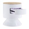 1402202669910aa9a0031.jpeg 1 Drawer Pyramidal Base Circular Wooden Night Table, White and Brown