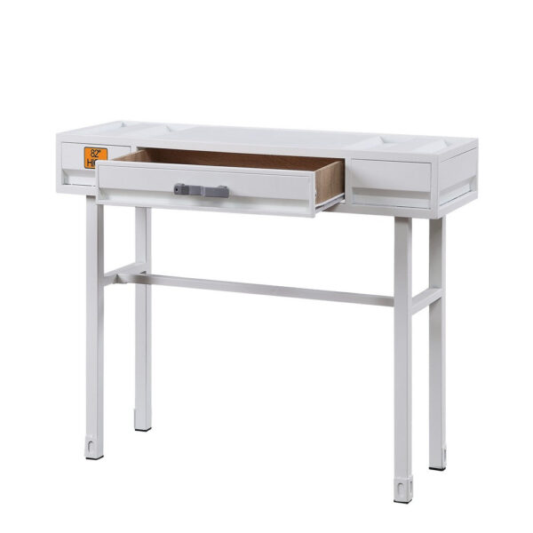 Industrial Style Metal and Wood 1 Drawer Vanity Desk, White