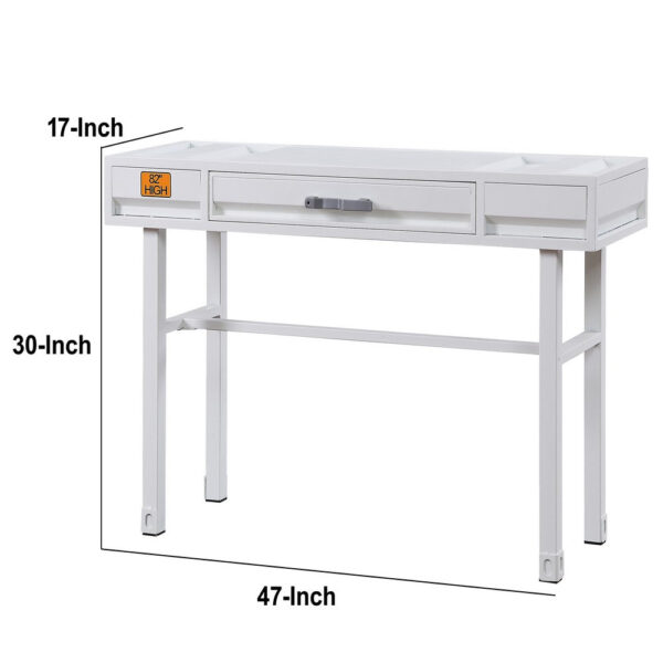 Industrial Style Metal and Wood 1 Drawer Vanity Desk, White