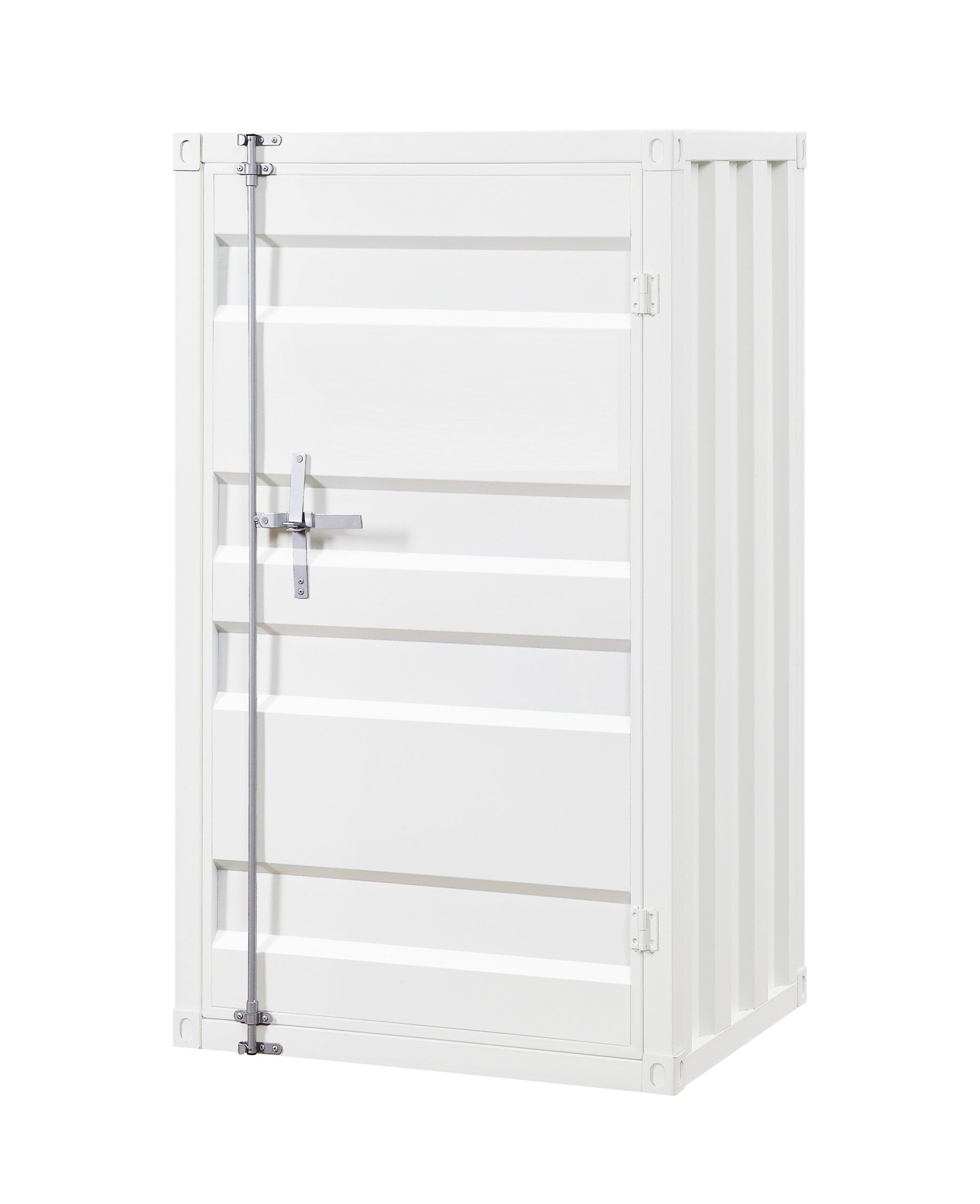 Industrial Style Metal Chest with Recessed Door Front, White