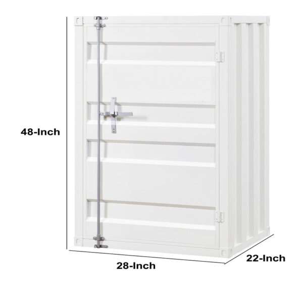 Industrial Style Metal Chest with Recessed Door Front, White