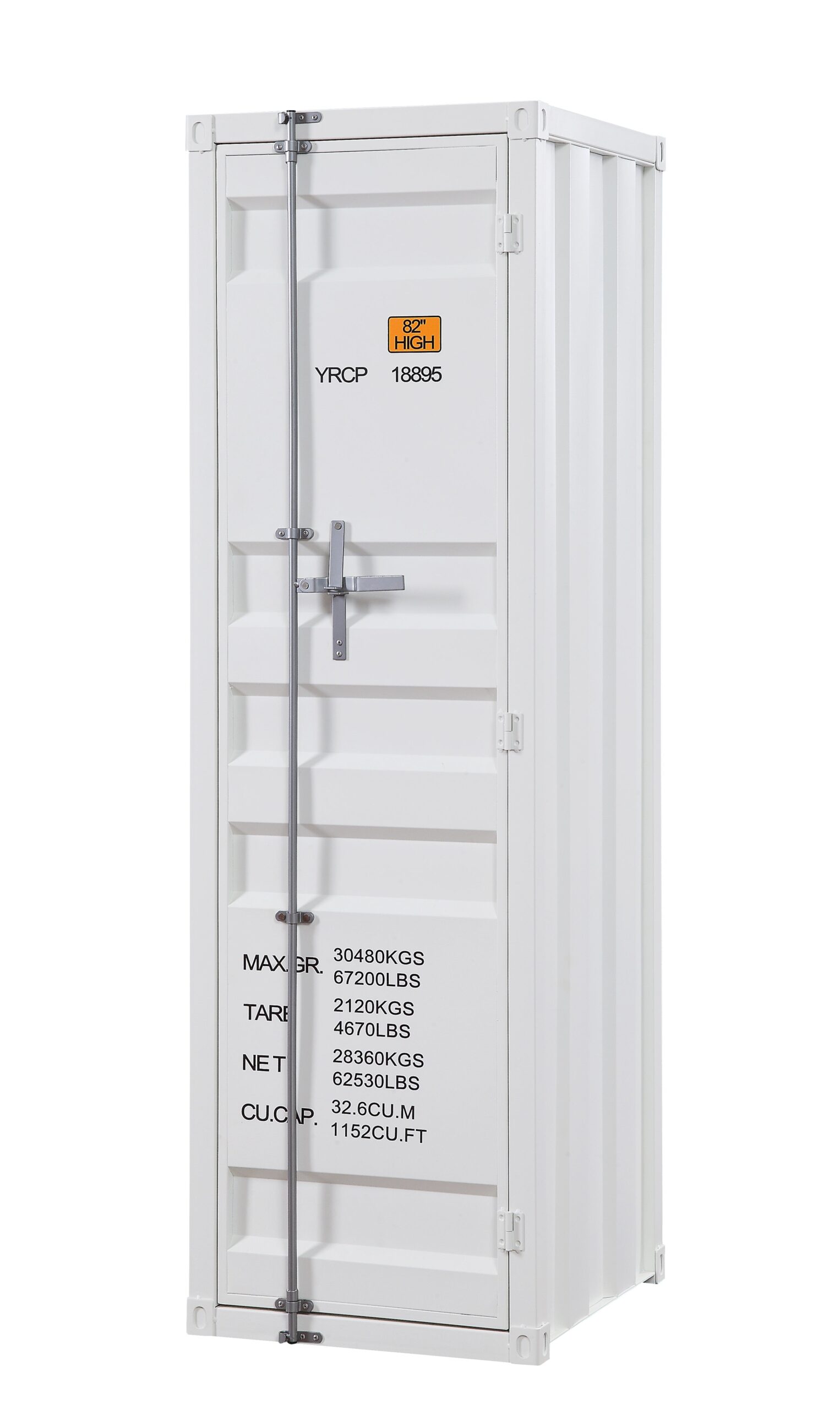 Industrial Style Metal Wardrobe with Recessed Door Front, White