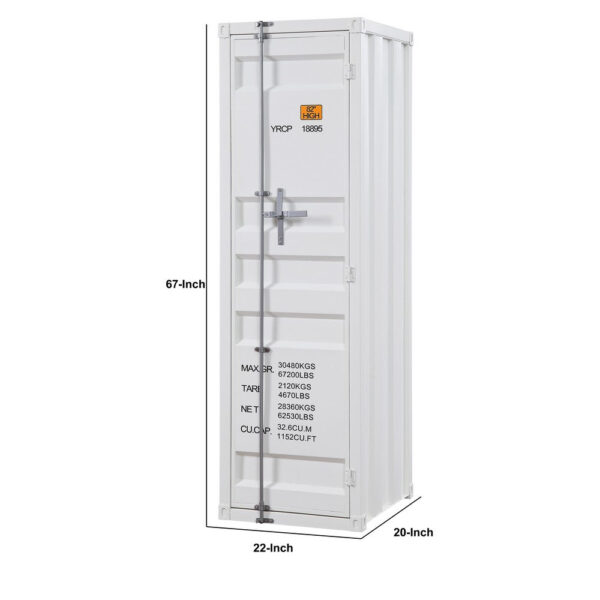 Industrial Style Metal Wardrobe with Recessed Door Front, White