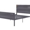 Industrial Style Metal Full Size Bed with Straight Leg Support, Gray
