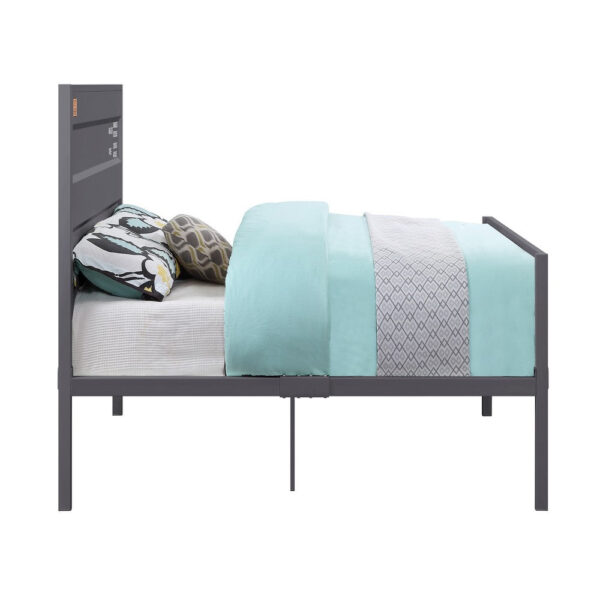 Industrial Style Metal Full Size Bed with Straight Leg Support, Gray