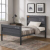 Industrial Style Metal Full Size Bed with Straight Leg Support, Gray