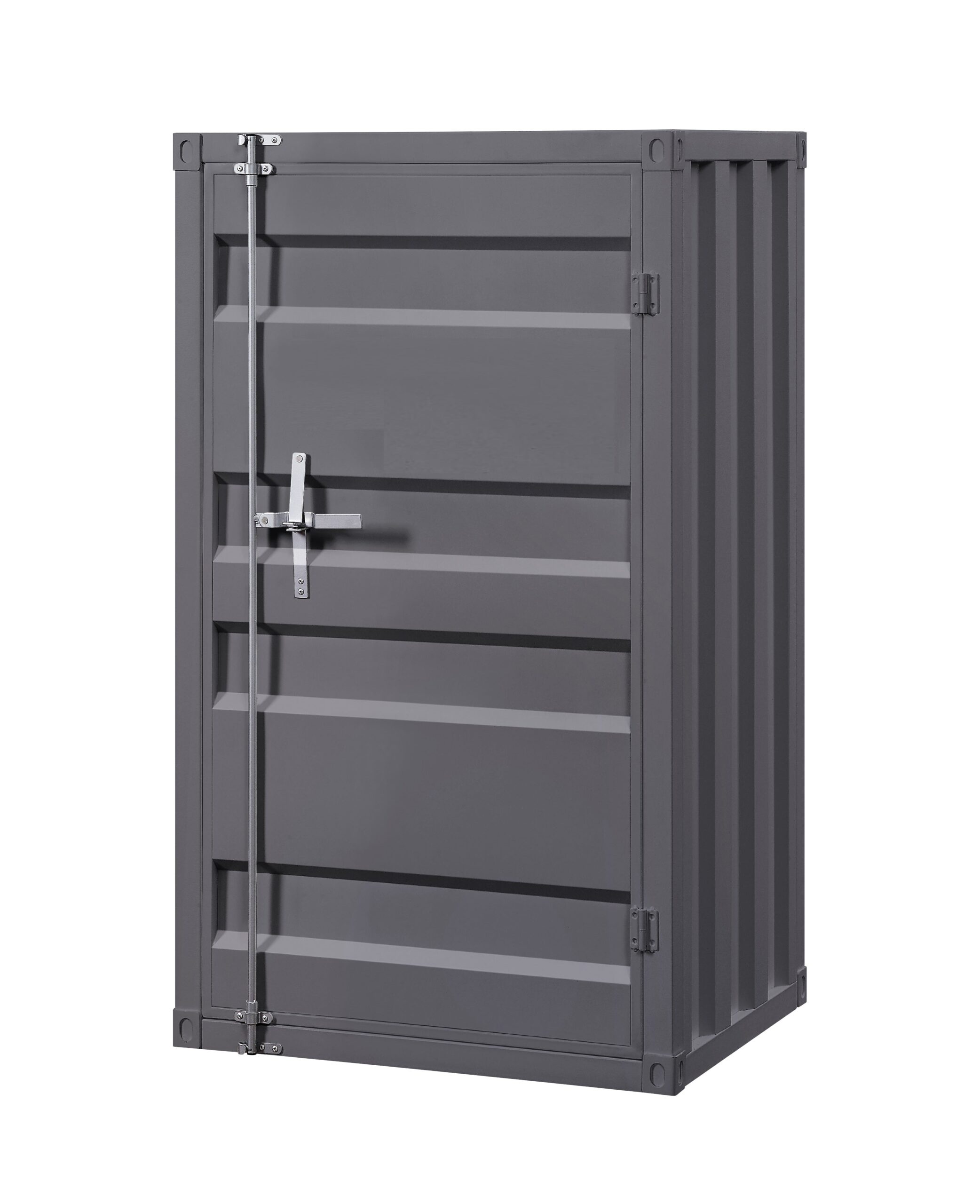 Industrial Style Metal Chest with Recessed Door Front, Gray