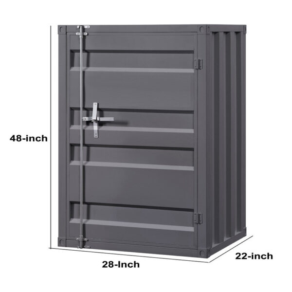 Industrial Style Metal Chest with Recessed Door Front, Gray
