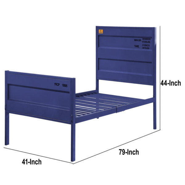 1502202669910e8e17409.jpeg Industrial Style Metal Twin Size Bed with Straight Leg Support, Blue