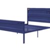 Industrial Style Metal Full Size Bed with Straight Leg Support, Blue