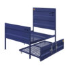 Industrial Style Metal Full Size Bed with Straight Leg Support, Blue