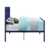 Industrial Style Metal Full Size Bed with Straight Leg Support, Blue