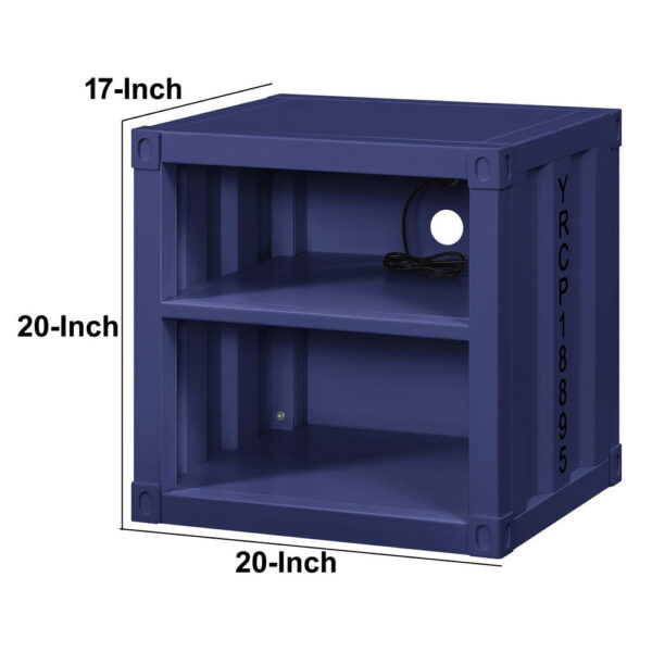 1502202669910f3f5ad3c.jpeg Metal Nightstand with 2 Open Compartment and USB Port, Blue