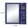 Industrial Style Metal Vanity Mirror with Recessed Door Front, Blue