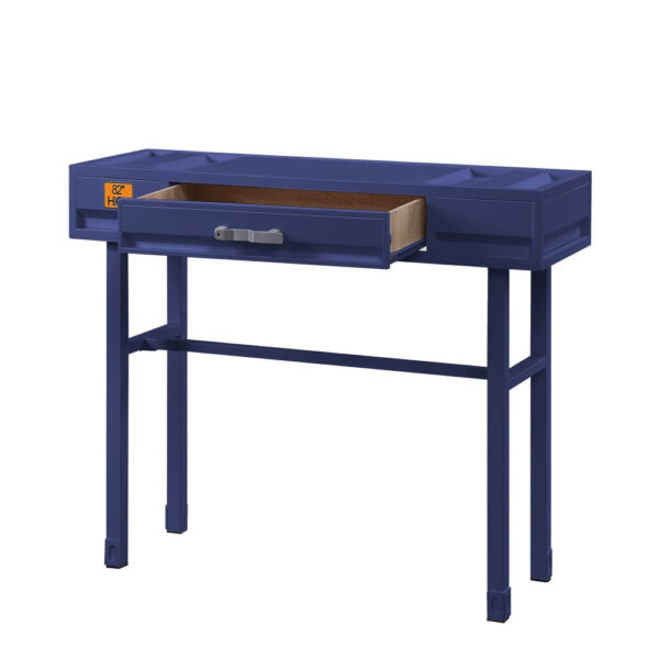 Industrial Style Metal and Wood 1 Drawer Vanity Desk, Blue