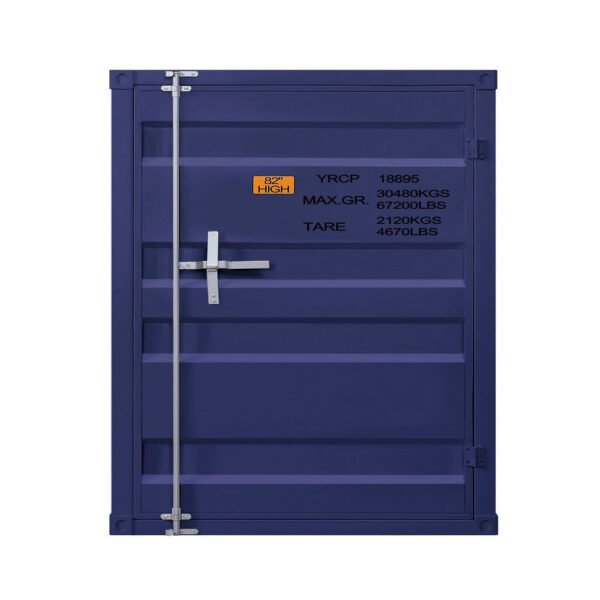 Industrial Style Metal Chest with Recessed Door Front, Blue