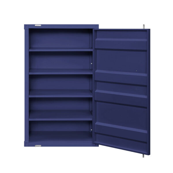 Industrial Style Metal Chest with Recessed Door Front, Blue