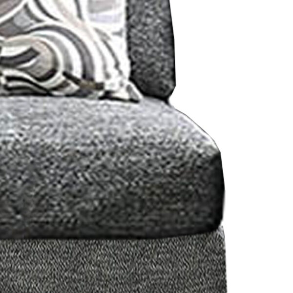 Chenille Fabric Upholstered Armless Chair with Pillow, Dark Gray