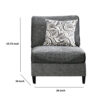 Chenille Fabric Upholstered Armless Chair with Pillow, Dark Gray