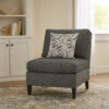 Chenille Fabric Upholstered Armless Chair with Pillow, Dark Gray