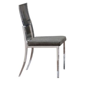 15022026699110fdb5b2f.jpeg Metal Dining Side Chair with Acrylic Backing, Set of 2,Gray and Silver