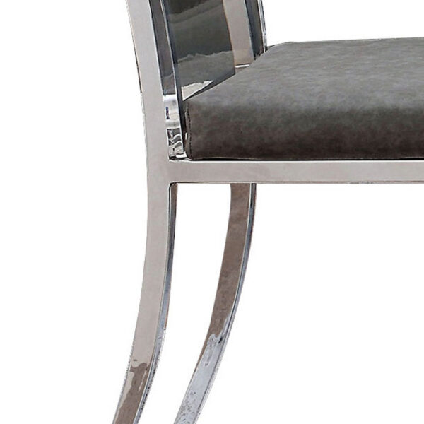 Metal Dining Side Chair with Acrylic Backing, Set of 2,Gray and Silver