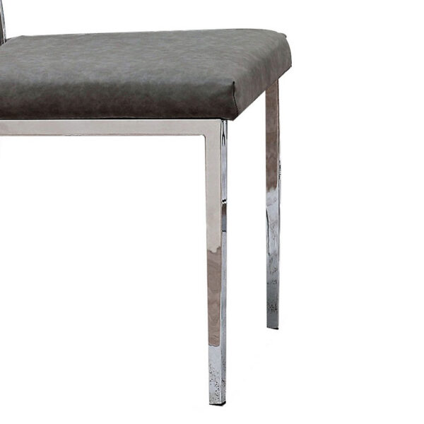 Metal Dining Side Chair with Acrylic Backing, Set of 2,Gray and Silver