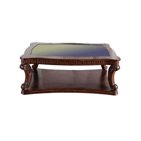 1502202669911135950b7.jpeg Traditional Coffee Table with Cabriole Legs and Wooden Carving, Brown
