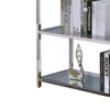 Metal and Glass Sofa Table with 2 Open Shelves, Silver and Clear
