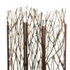 3 Panel Contemporary Foldable Wood Screen with Tree Branches, Brown