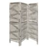 3 Panel Foldable Wooden Shutter Screen with Straight Legs, Gray