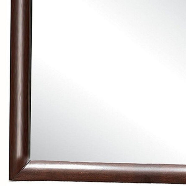 Contemporary Wooden Mirror with Rectangular Shape, Brown and Silver