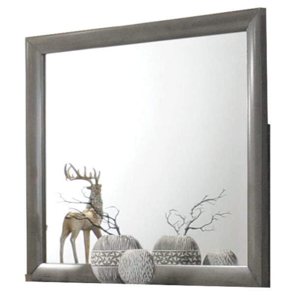 150220266991129585f9b.jpeg Transition Style Wooden Mirror with Rectangular Shape,Gray and Silver