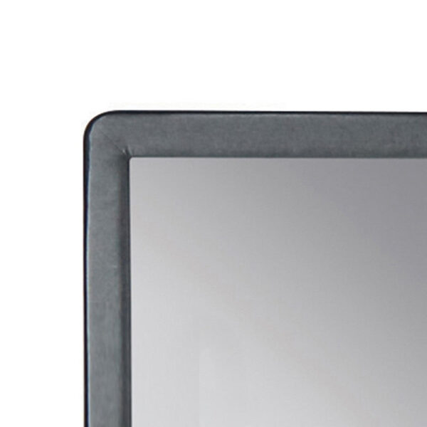 Fabric Upholstered Wooden Frame Mirror with Welt Trim, Light Gray