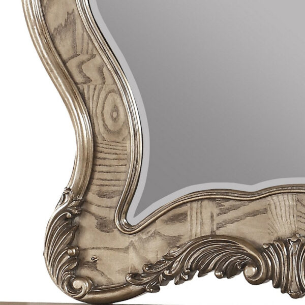 15022026699113209898d.jpeg Wooden Mirror with Scrollwork Crown and Trim Details, Brown and Silver
