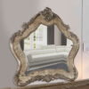 150220266991132b004d6.jpeg Wooden Mirror with Scrollwork Crown and Trim Details, Brown and Silver