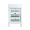 Contemporary Style Wooden Mirrored Night Table with 3 Drawers, Silver