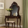 Traditional Wooden Mirror with Oversized Polyresin Scrollwork, Brown