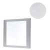 Rectangular Wooden Frame Mirror with Beveled Edges, White and Silver
