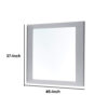 Rectangular Wooden Frame Mirror with Beveled Edges, White and Silver
