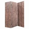 Textured and Bark Designed Wooden 3 Panel Room Divider , Natural Brown