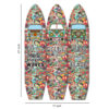 Beach Themed Surfboard Shaped 3 Panel Room Divider, Multicolor
