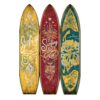 Beach Themed Surfboard Shaped 3 Panel Wooden Room Divider, Multicolor