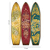 Beach Themed Surfboard Shaped 3 Panel Wooden Room Divider, Multicolor