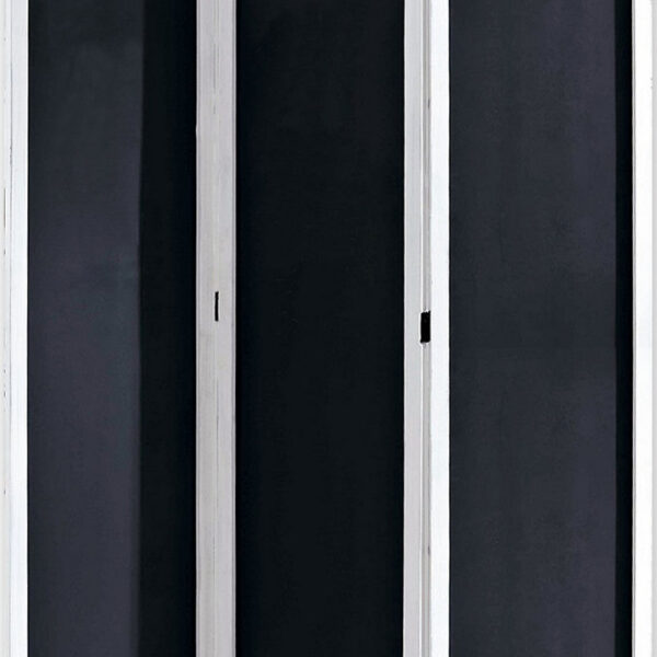 Chalkboard and Wooden 3 Panel Room Divider, Black and White