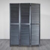 Transitional Wooden Screen with 3 Panels and Shutter Design, Black