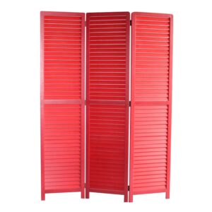 15022026699115df11941.jpeg Transitional Wooden Screen with 3 Panels and Shutter Design, Red